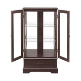 CKEASEAN Curio Cabinet 47" H Vintage Glass Display Cabinet with 3-Tier Adjustable Glass Shelves, Acrylic Mirrored Back Pane, Light Blub Included, China Cabinet for Living Room (Dark Cherry) CKEASEAN
