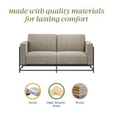 Novogratz Kelly Industrial Modern 72" Sofa with Metal Base, Beige Novogratz