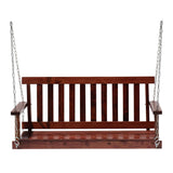 Wooden Porch Swing Chair, 4 FT Patio Swing Seat Hanging Chair Outdoor, Waterproof Swinging Chair Backyard Swings for Adults/Kids, Bench Swings for Outside, w/Mounting Chains, 800 lbs Capacity BORGEBY