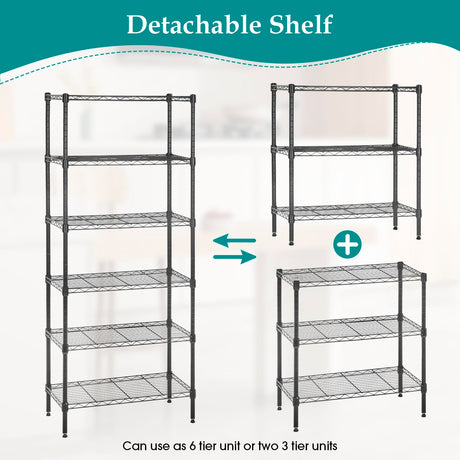 PayLessHere | 6-Tier Wire Shelf | 23"x13"x59" | Black | Adjustable Racks | Heavy-Duty Storage Shelves, Holds Upto 1500 lbs | Rust-Resistant, No-Tool Assembly | for Home, Garage Shelving PayLessHere