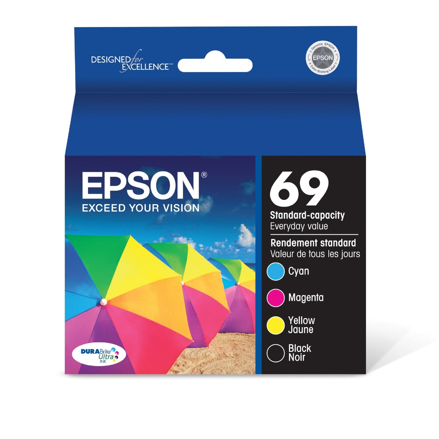 EPSON 69 DURABrite Ultra Ink Black & Color Combo Pack For CX-6000, CX-7000F, CX-7400, CX-8400, CX-9400, CX-9475, NX-400, NX-415, NX-510, NX-515, WF-1100, WF-600, WF-610 and other select models