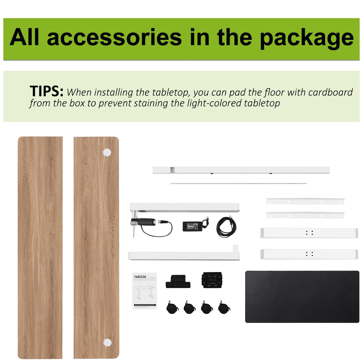 farexon Electric Standing Desk 63 x 24In with Charging Station, Stand up Desk with Oversized Mouse Pad, 2 USB Ports & 3 Power Outlets, 4 Caster, 4 Preset Heights Easy to Set(Oak Gray) farexon