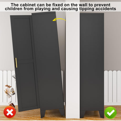 erosoei Metal Pantry Storage Cabinet, Kitchen Storage Cabinets with Adjustable Feet and Shelves, Pantry Cabinet for Kitchen, Living Room, Laundry Room and Dinning Room erosoei