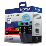 Brother Genuine LC401XL 2PK High Yield 2-Pack Black Ink Cartridges Brother