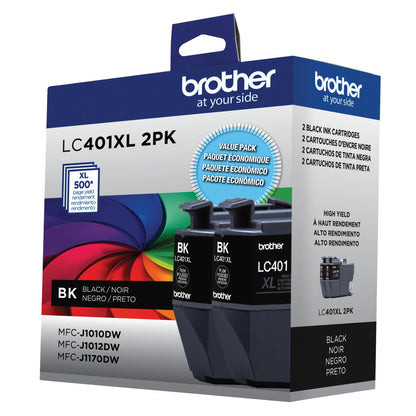 Brother Genuine LC401XL 2PK High Yield 2-Pack Black Ink Cartridges