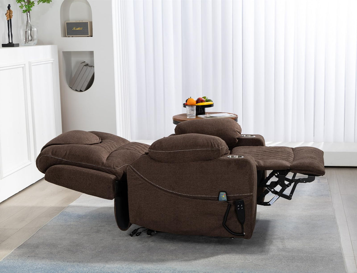 LITVZ 180 Degrees Lay Flat Lift Recliner Chair with Heat and Massage, Dual Motor Infinite Position Electric Power Lift Recliners for Elderly, Big Man Up to 400 LBS, Seniors, White LITVZ