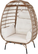 BestMassage Egg Chair Oversized Wicker Egg Chair Outdoor Chair 352lbs Capacity All Weather PE Rattan Patio Chair with Removable Thick Cushions for Balcony Backyard Paito Indoor Outdoor, White BestMassage