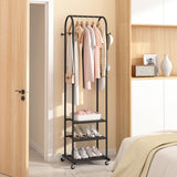 Kaitiemoo Heavy Duty Clothing Rack With Wheels,Modern Garment Rack With 3 Metal Shelves, 71.8Inches Display Rack For Hanging Clothes, Hanging Rod For Small Space,Black Kaitiemoo