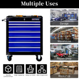 WTRAVEL Rolling Tool Chest with 7-Drawer Tool Box with Wheels Multifunctional Tool Cart Mechanic Tool Storage Cabinet for Garage, Warehouse, Workshop, Repair Shop (Black & Blue) WTRAVEL