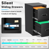 Greenvelly Black Filing Cabinet 2 Drawer, 18” D Vertical File Cabinet with Lock, Locking File Cabinet for Home Office, Metal File Cabinet for Hanging Letter/Legal Folders, Easy Assemble Greenvelly