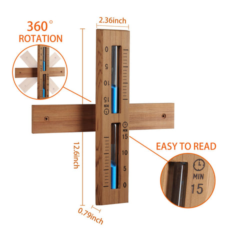 Foxyoo Sauna Sand Timer - 15 Minute Timer Sauna Accessories, Handmade of Canadian Red Cedar Foxyoo