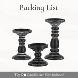 Inweder Wood Pillar Candle Holder: 3Pcs Rustic Black Candle Holders for Pillar Candles Wood Candle Holders Distressed Wooden Farmhouse Candle Holder Large Rustic Candle Holder for Fireplace Table Inweder