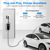 MACARLON Level 1 & 2 EV Charger, 16A 110V-240V 25ft Cable Portable J1772 Electric Car Charger American Flag Style with NEMA 6-20 & 5-15 Adapter for Home, Adjustable Current, Scheduled Charging, Silver MACARLON