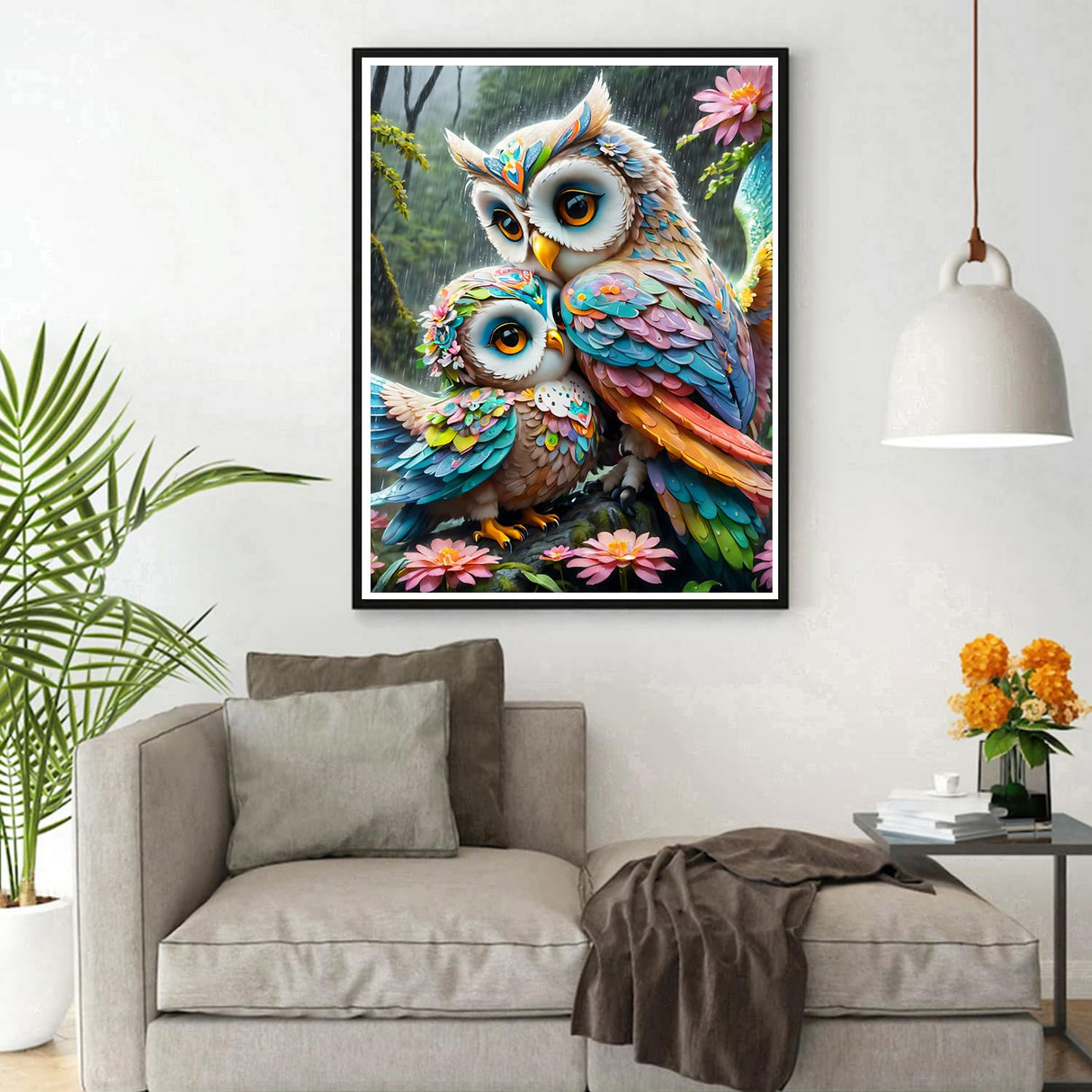 DPHERO Colorful Owl Diamond Painting Kits for Adults,5D Flowers Diamond Art Kits for Beginners,Round Full Drill Fantasy Diamond Painting Art,DIY Painting by Numbers Diamond Art Painting 12x16 inch DPHERO