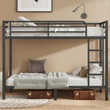 Bellemave Twin XL Over Twin XL Bunk Bed with Headboard and Build in Ladder, Heavy Duty Metal Bunk Beds with Full Length Guardrail, Convertible Bunk Bed for Adults, Teens, Black Bellemave