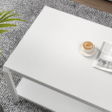 EXCEFUR White Coffee Table with Storage, Modern Center Table for Living Room, Rustic Wood and Metal Cocktail Tables, White Oak EXCEFUR