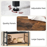 MAHANCRIS Bakers Rack with Storage, Microwave Stand with Power Outlet, Kitchen Storage Shelf with 6 Hooks, Coffee Bar Station 4 Tier, for Kitchen, Dining Room, Rustic Brown and Black BRHR351E01 MAHANCRIS