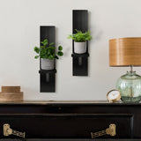 Wall Candle Sconces Set of 2, Decorative Wooden Candle Holder, Farmhouse Candle Sconce, Living Room Wall Decoration (Solid Black) SUJUN