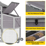 AIVITUVIN Chicken Coop with Nesting Box Mobile Chicken House on Wheels for 2-4 Chickens Rabbit Hutch Pull-Out Tray Wooden Poultry Cage Aivituvin
