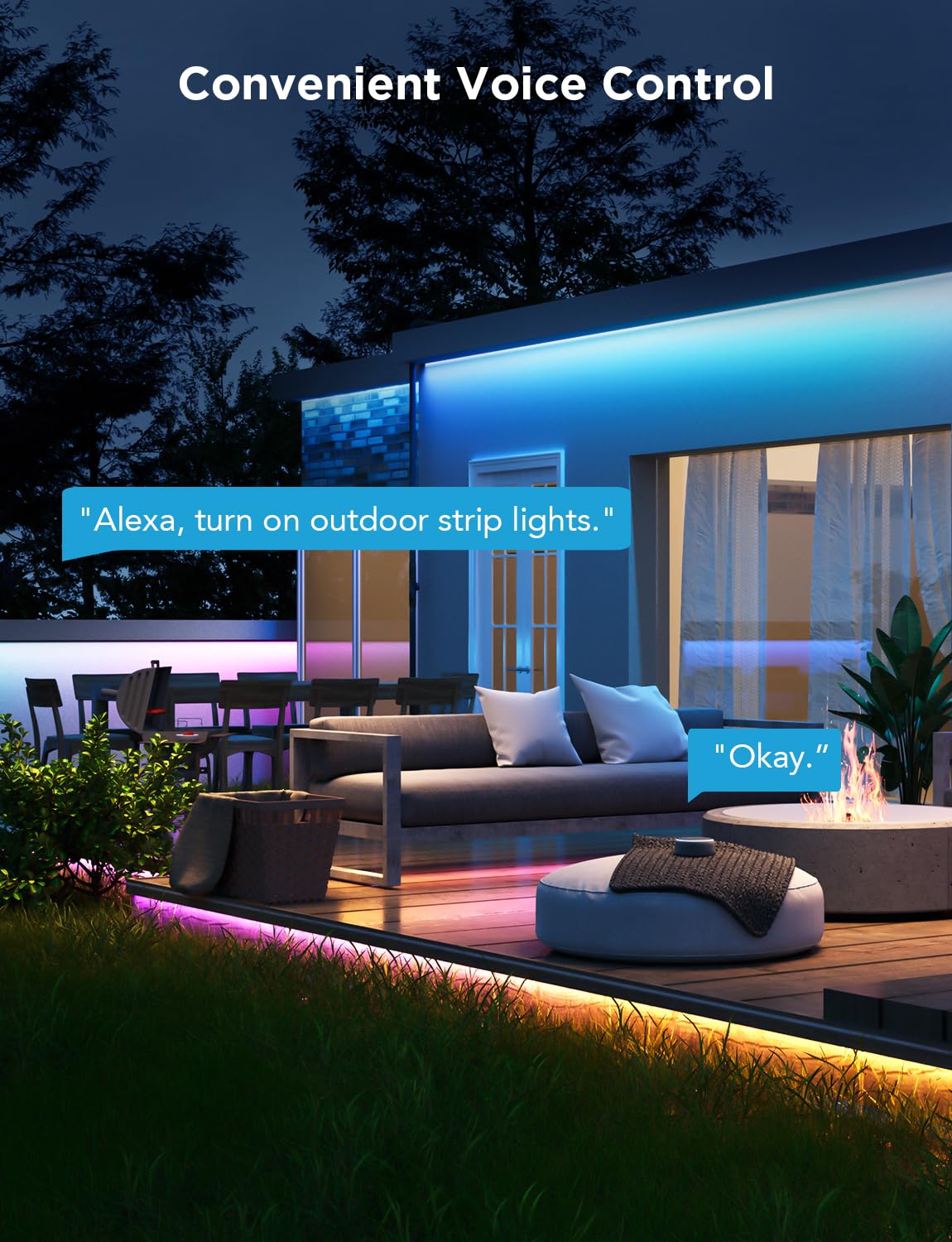 Govee Outdoor LED Strip Lights, 98.4ft Smart Outdoor Lights Work with Alexa and Google Assistant, App Control, IP65 Waterproof, RGBIC Lights for Patio, Eave, Party Decorations Govee