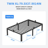 MAF 14 Inch Twin XL Metal Platform Bed Frames with Round Corner Legs, 3000 LBS Heavy Duty Steel Slats Support, Noise Free, No Box Spring Needed, Easy Assembly MAF