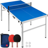 Best Choice Products 6x3ft Portable Ping Pong Table, Mid-Size Folding Indoor Outdoor Table Tennis w/ 2 Paddles, 4 Balls Included, Carrying Bag - Blue Best Choice Products