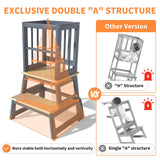 Kids Kitchen Step Stool, Toddler Montessori Learning Standing Tower, Ideal Toddler Kitchen Stool Helper for Bathroom Sink or Kitchen Counter - 2025 Design with 3 Exclusive Upgrades - Gray Mangohood