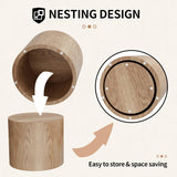 HanStrong Small Coffee Table Nesting End Table Set of 2, Round Coffee Table Wood Side Table Circle Accent Tables for Small Spaces Living Room Bedroom Balcony Office, Oak HanStrong