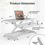 JOY worker Standing Desk Converter, 32" Wide Height Adjustable Sit Stand Up Desk Riser with Keyboard Tray, Desktop Workstation Riser for Home Office Computer Laptop, Particle Board, White JOY worker