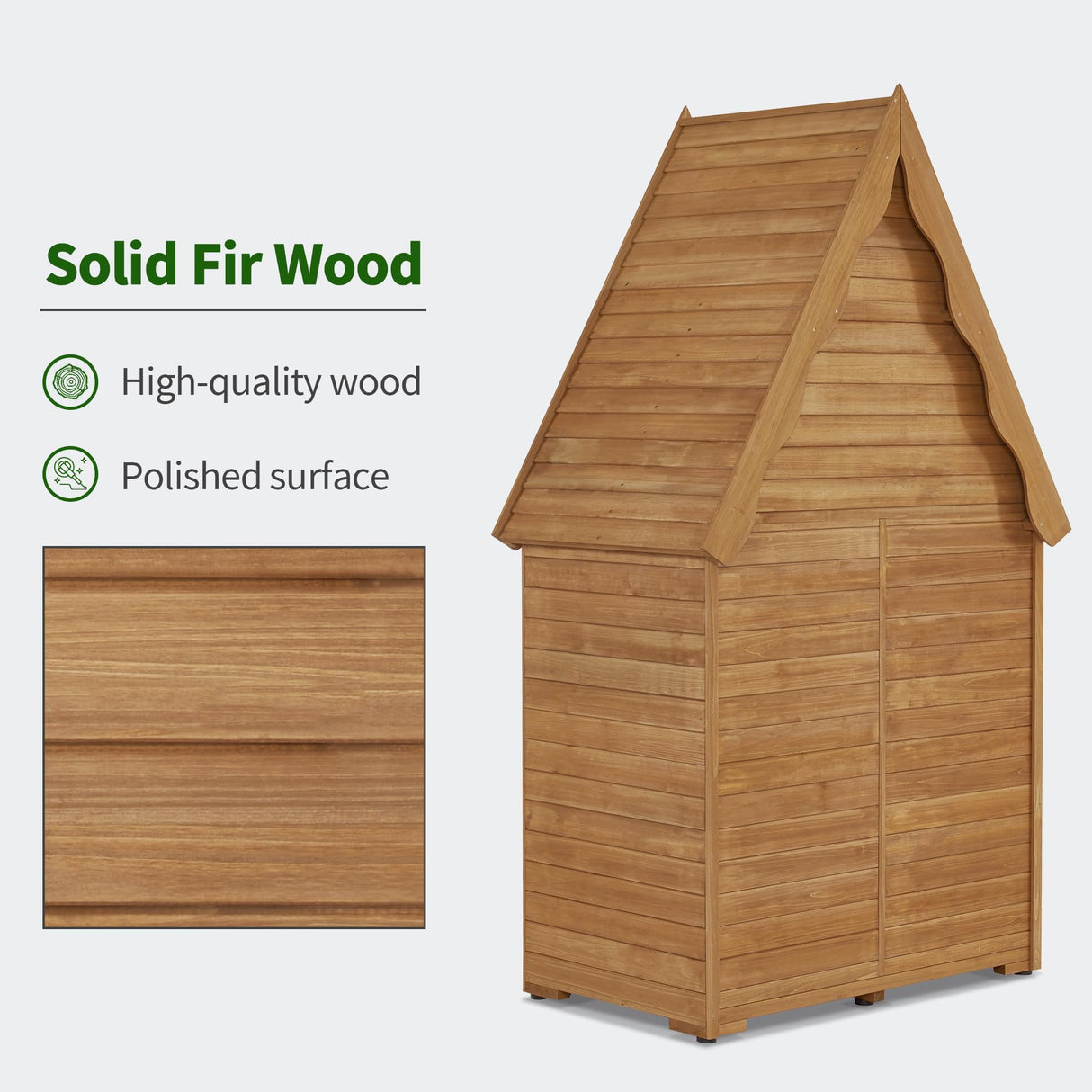 MCombo Large Sheds & Outdoor Storage with 6 Shelves, Tall Outside Storage Cabinet, Oversize Wooden Garden Tool Shed for Patio (47.2" x 28.7" x 82.7") 1955 (Natural) MCombo