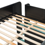 QVUUOU Full Size Gaming Bunk Bed with Desk and Wardrobe, Wood Loft Bed with RGB Lights, USB Charging, Cable Management and Ample Storage Drawers (Blue) QVUUOU