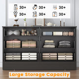 Bigbiglife Wood Dresser for Bedroom, 6 Drawer Double Dresser, Modern Chest of Drawers with Deep Drawers, Large Storage Organizer for Living Room, Closet,15.8" D x 47.2" W x 27.7" H (Black) Bigbiglife