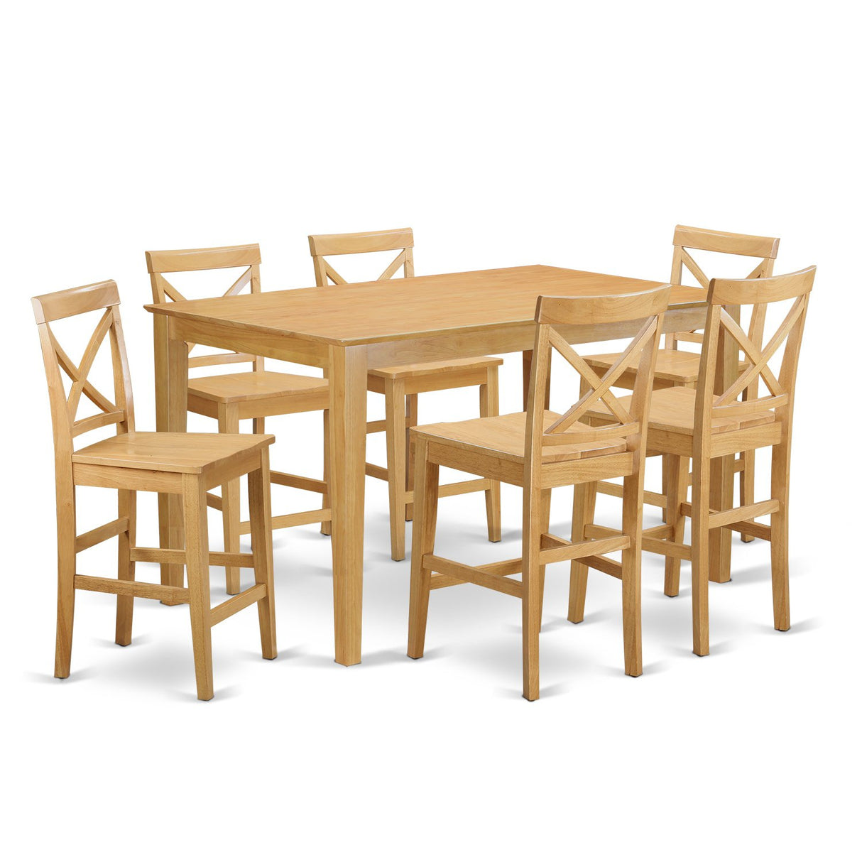 East West Furniture Capri 7 Piece Counter Height Set Consist of a Rectangle Kitchen Table and 6 Dining Chairs, 36x60 Inch, Oak East West Furniture