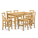 East West Furniture Capri 7 Piece Counter Height Set Consist of a Rectangle Kitchen Table and 6 Dining Chairs, 36x60 Inch, Oak East West Furniture