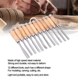 12Pcs 8inch Wood Turning Tools with HSS Blade Woodworking Lathe Chisel Set HRC58~62 High Hardness with Wood Handle for Modeling, Carving, Cutting,Woodworking Carving Gouge Accessories Tissting