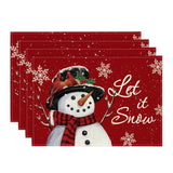 Artoid Mode Red Snowman Let It Snow Winter Placemats Set of 4, 12x18 Inch Seasonal Christmas Holiday Table Mats for Party Kitchen Dining Decoration Artoid Mode