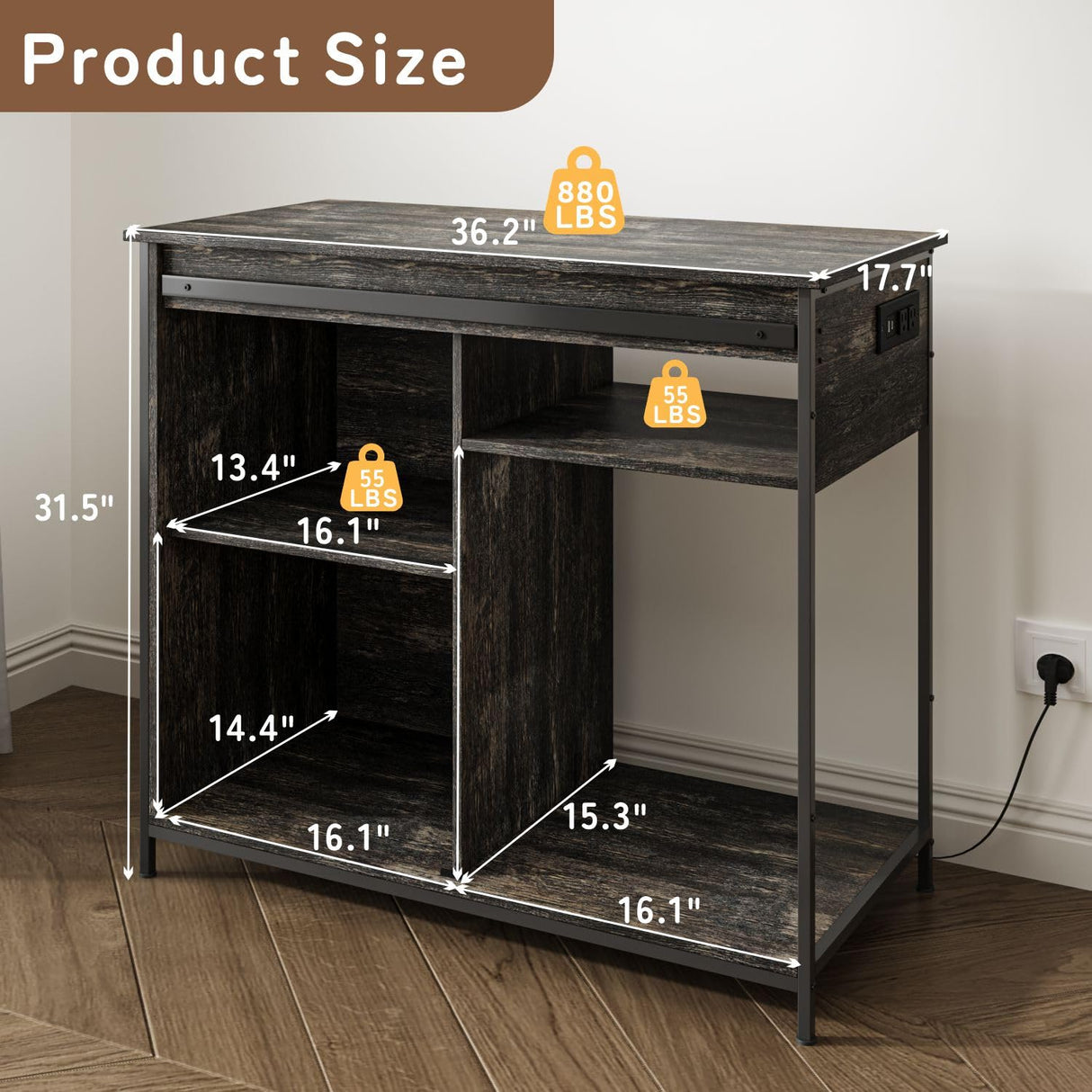 40-50 Gallon Fish Tank Stand with Power Outlets,Farmhouse 50 Gallon Aquarium Stand with Sliding Barn Door Heavy Duty Aquarium Cabinet for 2 Fish Tank/Turtle Tank/Reptile Terrarium YDTOP