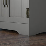 HOMCOM 48.5" Kitchen Pantry Cabinet, Compact Farmhouse Storage Cabinet Organizer with 2 Adjustable Shelves and 4 Beadboard Doors for Dining Room, Gray HOMCOM