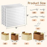 Spampur Peg Board, 4 Pack Metal PegBoard Organizer with Accessories, White Pegboard Panels with 50 Pcs Hooks and Baskets, Wall Organizer for office, Craft Room Organization, Garage, Sewing Room Spampur