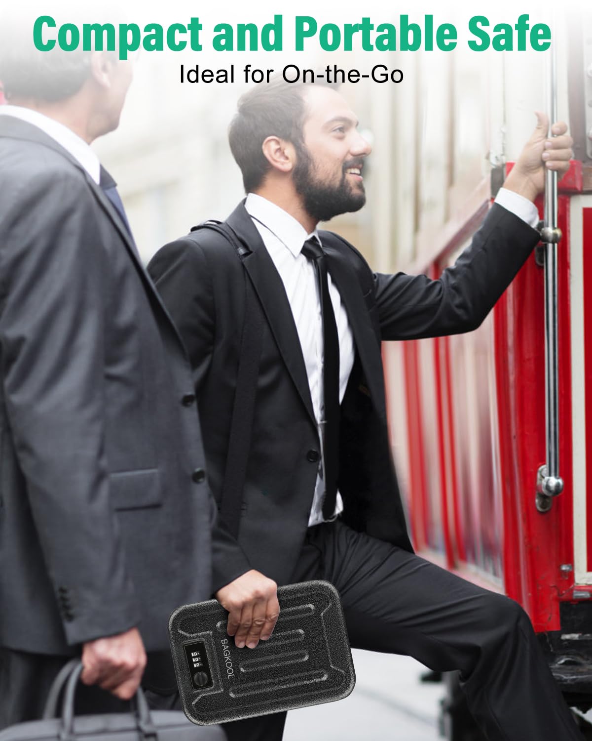 BAGKOOL Fireproof Security Box with 3-Digit Combination Lock, Portable Safe for Guns, Money, Documents - 39IN Patented Security Cable Included - Ideal for Valuables and Firearms, Size 9.4x6.5x2 IN BAGKOOL