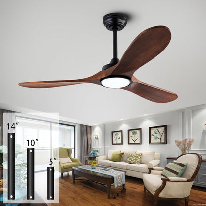 dearnow 42”Ceiling Fan with Light and Remote Control, Lighted Wooden Ceiling Fan Noiseless Reversible DC Motor with 3 Blades for Farmhouse, Living Room, Office, Indoor Outdoor (Black + Walnut)