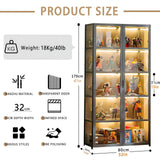 TVMCNA 67" Display Cabinet, Curio Display Cabinet with Door and 4 Adjustable Shelves, Large Capacity Storage Cabinet Collectibles Toy Display Case for Living Room TVMCNA