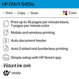 HP ENVY 6455e Wireless Color Inkjet Printer, Print, scan, copy, Easy setup, Mobile printing, Best-for-home, Instant Ink with HP+ (3 months included),white HP