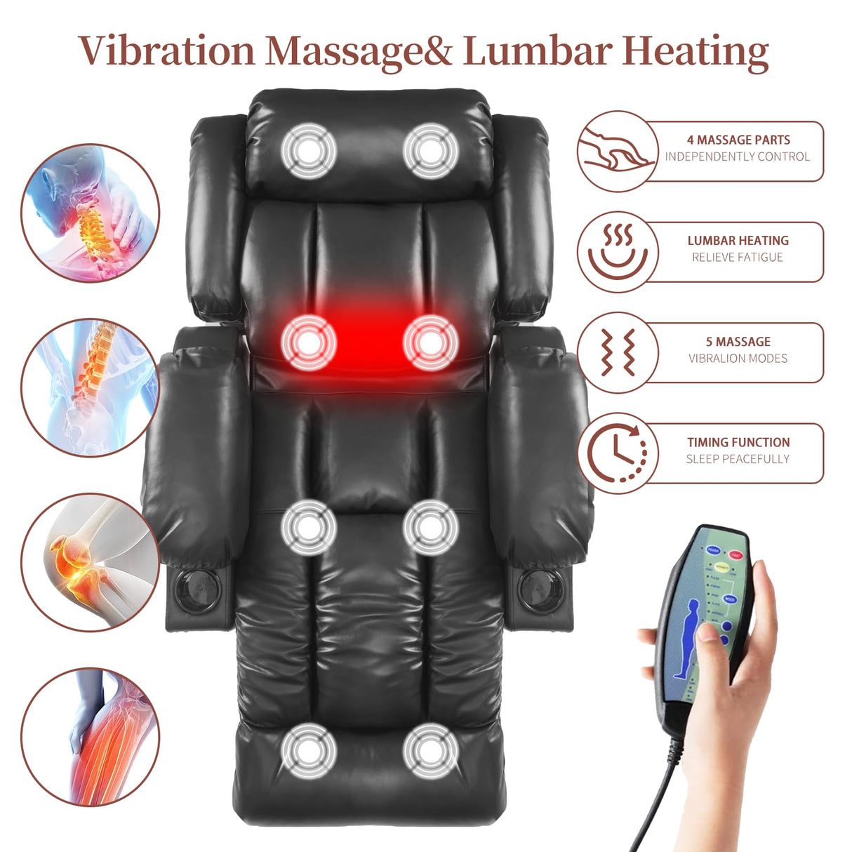 Neioml Four Motor Zero-Gravity Large-Wide Power Lift Chairs Recliners for Elderly, Infinite Position, 180° Lay Flat Lift Chair Big and Tall, Heat & Massage (Breathable Leather, Black) Neioml