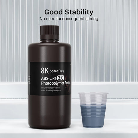 ELEGOO Upgraded 8K ABS-Like 3.0 Resin, High Toughness, Fast Curing 405nm LCD UV-Curing Resin for 8K/12K/14K MSLA/DLP/LCD 3D Printers - Space Grey 2000g ELEGOO