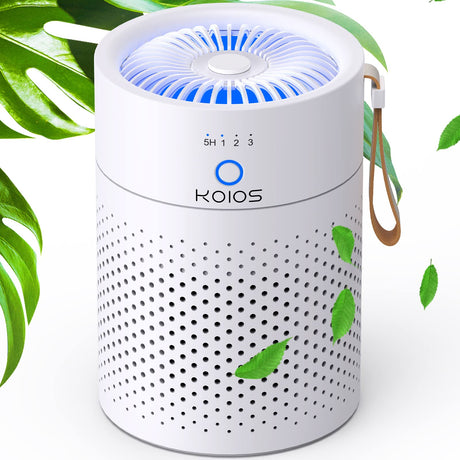 Air Purifiers for Bedroom Home, KOIOS H13 True HEPA Filter Air Purifiers for Desktop Office Car Pets with USB Cable, Small Air Cleaner, Night Light, Timer, Remove Smoke, Dust, Odors, Pollen KOIOS
