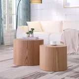 WILLIAMSPACE 18.9" Round Nesting Coffee Table Set of 2, Modern Wooden Coffee Tables Circle Side Table for Small Space, Accent End Table Set, No Assembling, Matte Oak WILLIAMSPACE
