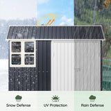 Grovellis 8x6 FT Outdoor Metal Storage Shed with Clear Window, Lockable Single Door, Weather-Resistant Garden Tool Shed for Backyard, Patio, and Lawn Equipment, Night Blue Grovellis