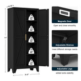 71" Tall Metal Storage Cabinet with 2 Doors and 4 Adjustable Shelves, 5-Tier Kitchen Pantry Storage Cabinet for Kitchen, Living Room, Dining Room and Office, Black LCAOPC