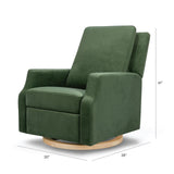 NAMESAKE Crewe Recliner and Swivel Glider in Forest Green Velvet with Light Wood Base, Greenguard Gold Certified NAMESAKE